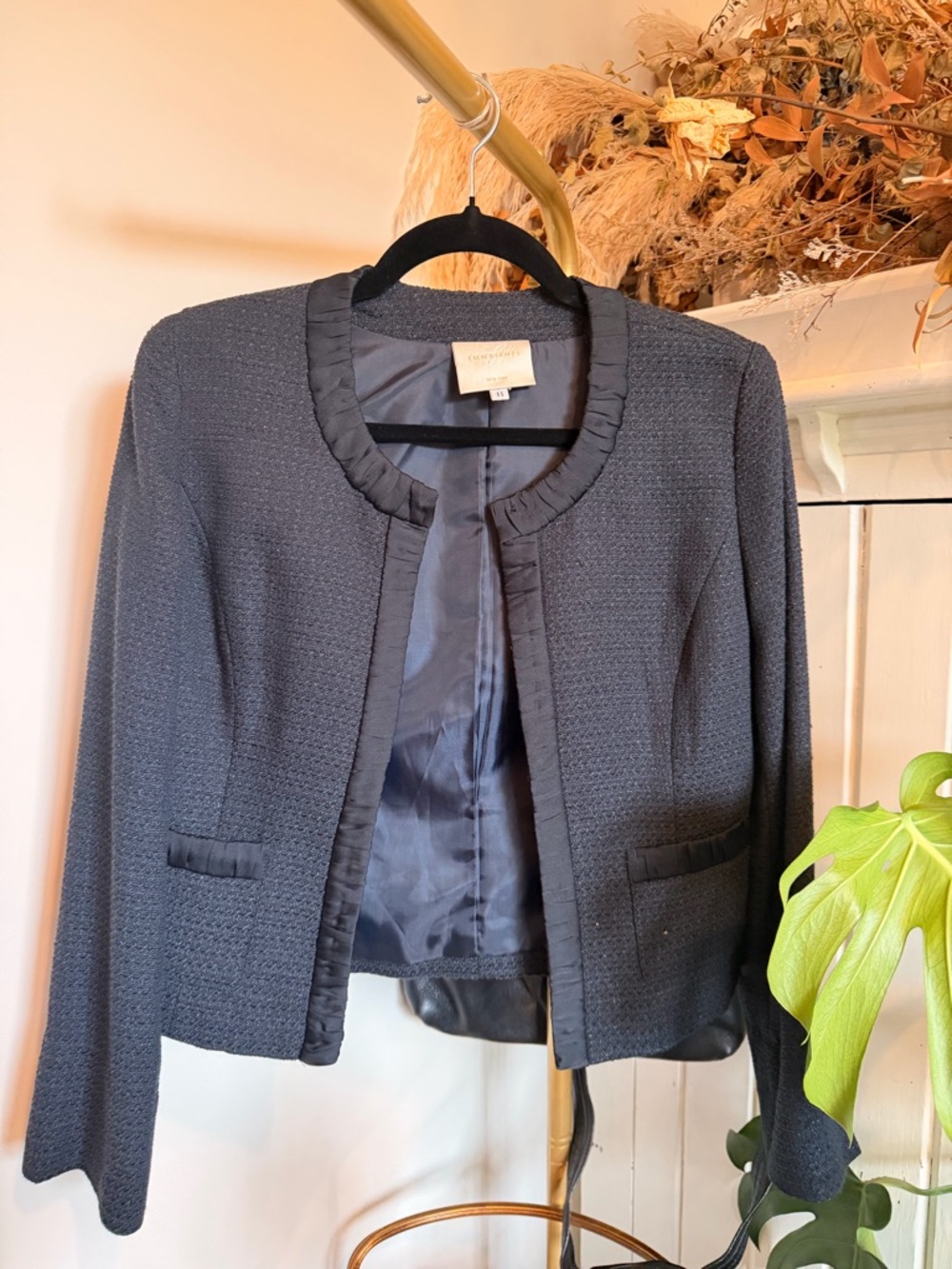 Emma James Black Textured Cropped Blazer